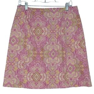 Evelyn pink yellow & green paisley print mini skirt, 10